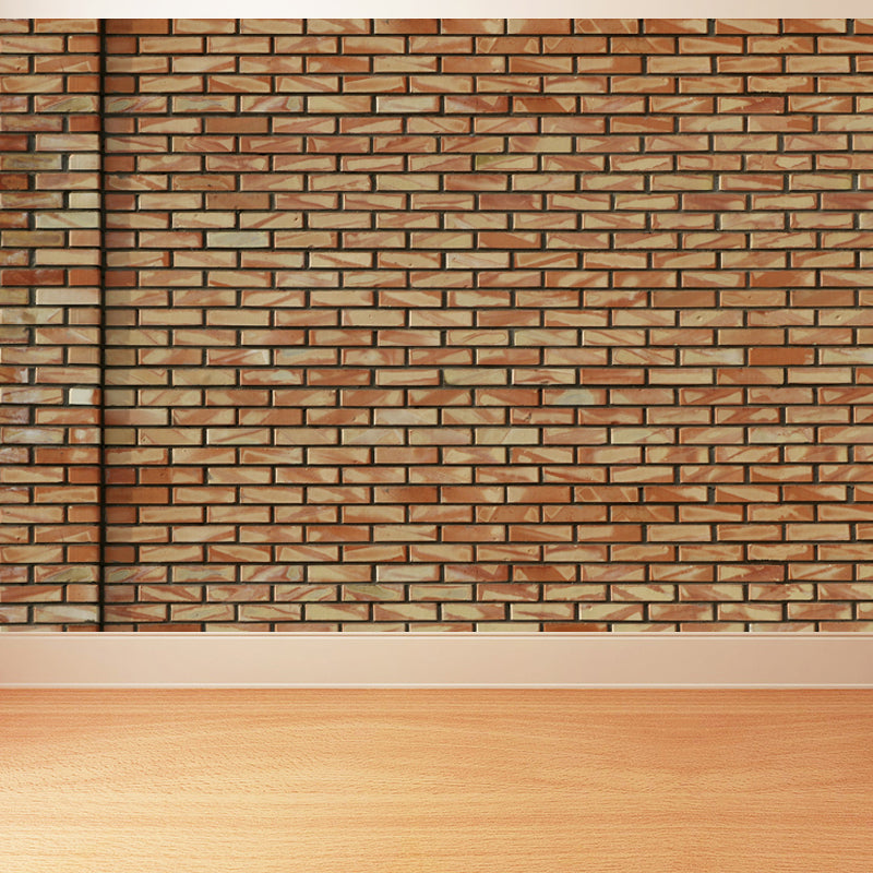 Photography Brickwork Wall Mural Decal for House Interior, Dark Color, Custom Print Orange Clearhalo 'Wall Decor' 'Wall Mural' 1805984