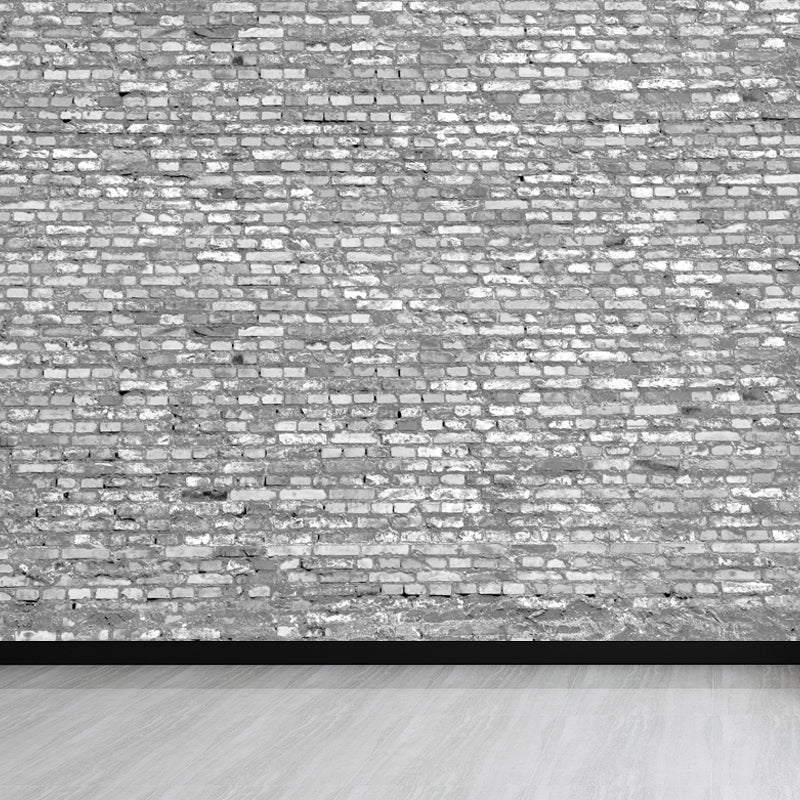 Photography Brickwork Wall Mural Decal for House Interior, Dark Color, Custom Print Dark Gray Clearhalo 'Wall Decor' 'Wall Mural' 1805999