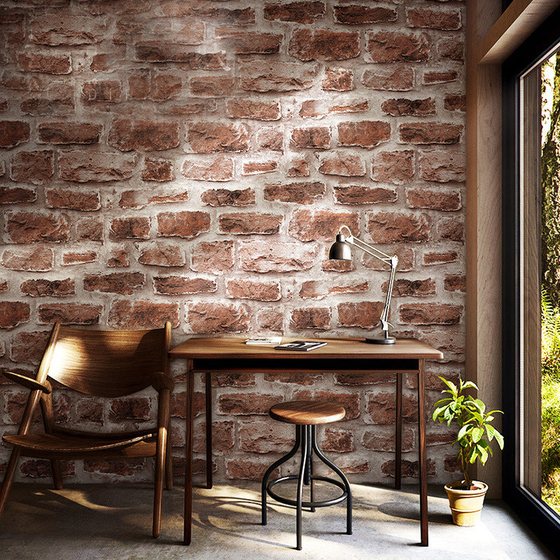 Rustic Countryside 3D Brick Non-Pasted Wallpaper for Bar and Restaurant, 33' by 20.5" Brick Red Clearhalo 'Industrial wall decor' 'Industrial' 'Wallpaper' Wall Decor' 1806019