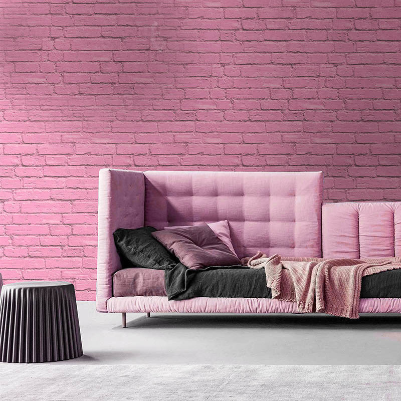 Romantic Retro Horizontal Brick Waterproof Non-Pasted Wallpaper, 33' by 20.5" Pink Clearhalo 'Industrial wall decor' 'Industrial' 'Wallpaper' Wall Decor' 1806026