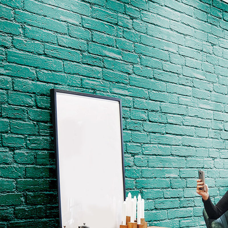 Romantic Retro Horizontal Brick Waterproof Non-Pasted Wallpaper, 33' by 20.5" Blue Clearhalo 'Industrial wall decor' 'Industrial' 'Wallpaper' Wall Decor' 1806030