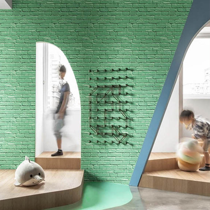 Romantic Retro Horizontal Brick Waterproof Non-Pasted Wallpaper, 33' by 20.5" Green Clearhalo 'Industrial wall decor' 'Industrial' 'Wallpaper' Wall Decor' 1806032