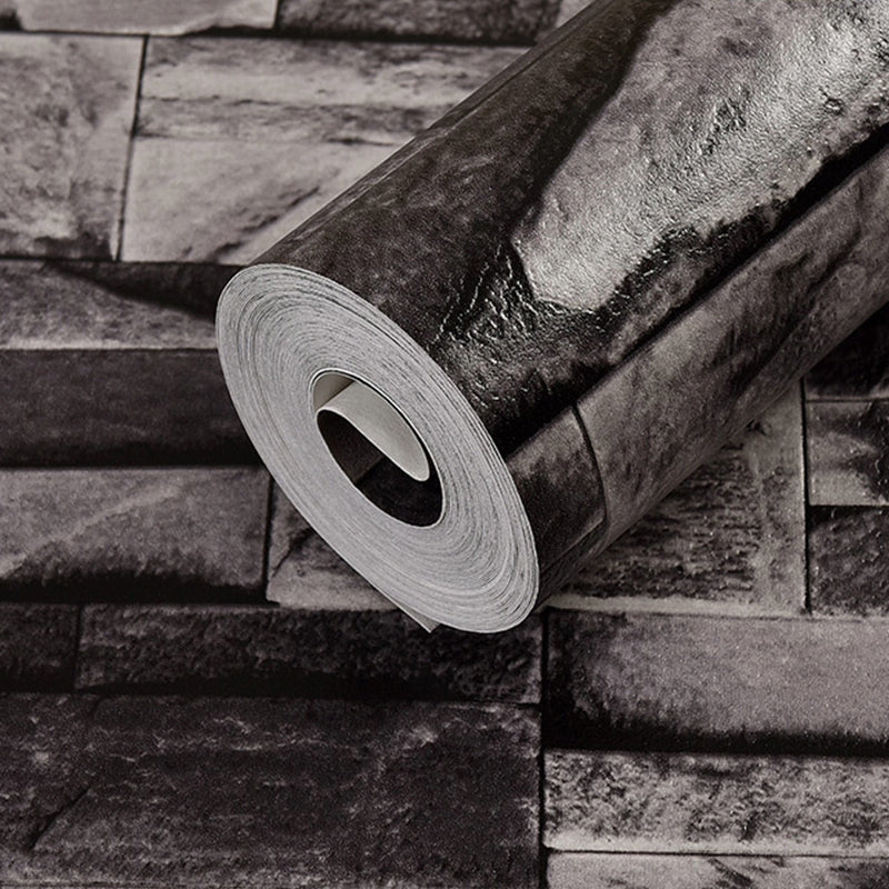 Dark Color Retro Rock and Brick Wallpaper, 20.5"W x 31'L, Non-Paste Clearhalo 'Industrial wall decor' 'Industrial' 'Wallpaper' Wall Decor' 1806047