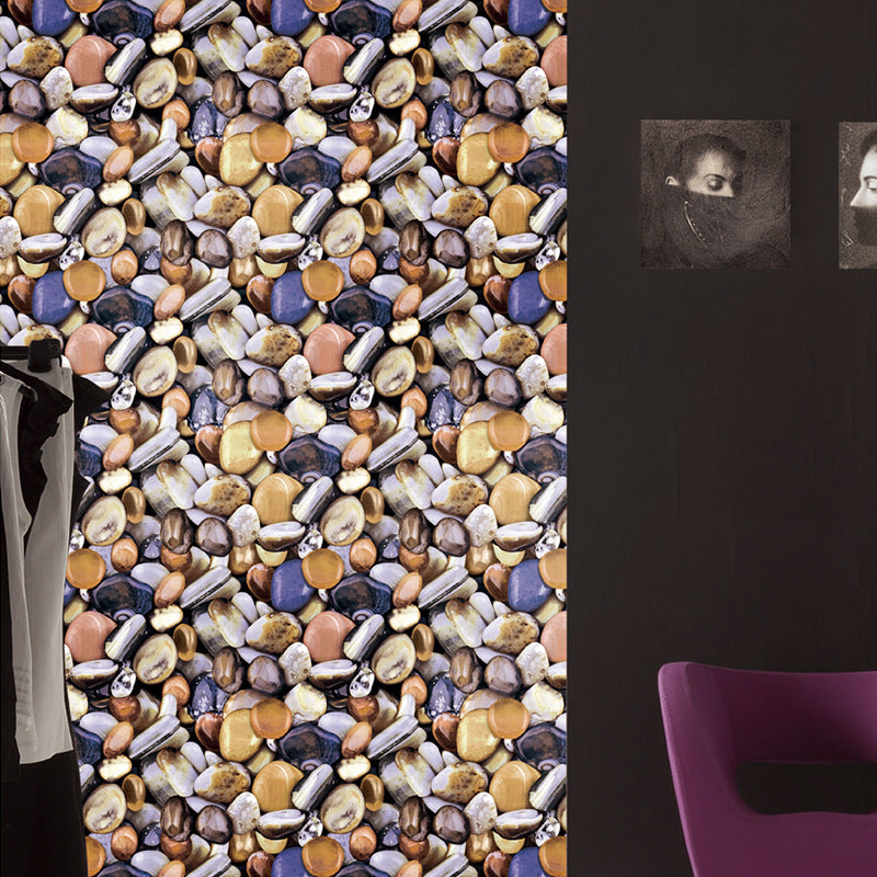 Vinyl 31' x 20.5" Contemporary Non-Pasted 3D Print Cobblestone and Rock Wallpaper Blue-Yellow Clearhalo 'Industrial wall decor' 'Industrial' 'Wallpaper' Wall Decor' 1806063