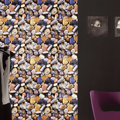 Vinyl 31' x 20.5" Contemporary Non-Pasted 3D Print Cobblestone and Rock Wallpaper Blue-Yellow Clearhalo 'Industrial wall decor' 'Industrial' 'Wallpaper' Wall Decor' 1806063
