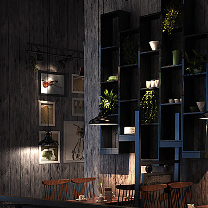31'L x 20.5"W Vintage Faux Wood Non-Pasted Wallpaper in Distressed Color Black-Gray Clearhalo 'Country wall decor' 'Rustic' 'Wallpaper' Wall Decor' 1806077