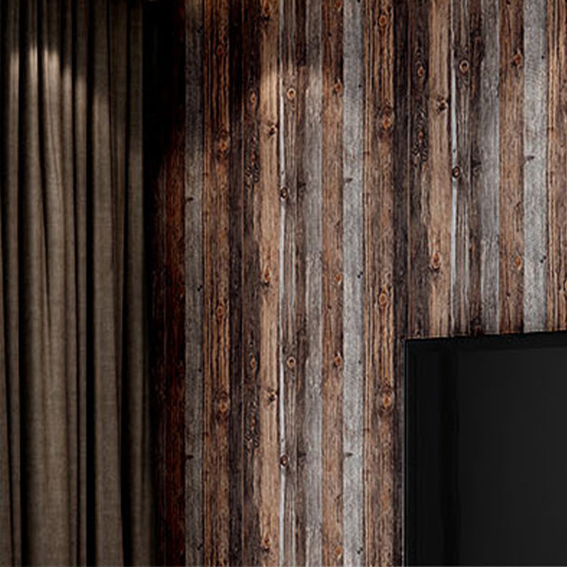 Plaster Wallpaper with 3D Distressed Wood, Dark Color, 20.5" x 31' Clearhalo 'Country wall decor' 'Rustic' 'Wallpaper' Wall Decor' 1806093