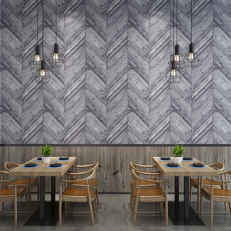Nostalgic Faux Wood of Herringbone Pattern Non-Pasted Wallpaper for Cafe, 20.5" x 33' Grey Clearhalo 'Country wall decor' 'Rustic' 'Wallpaper' Wall Decor' 1806105