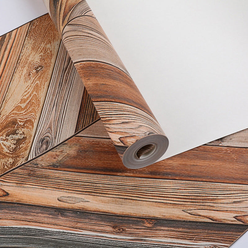 Nostalgic Faux Wood of Herringbone Pattern Non-Pasted Wallpaper for Cafe, 20.5" x 33' Blue-Brown Clearhalo 'Country wall decor' 'Rustic' 'Wallpaper' Wall Decor' 1806111