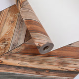 Nostalgic Faux Wood of Herringbone Pattern Non-Pasted Wallpaper for Cafe, 20.5" x 33' Blue-Brown Clearhalo 'Country wall decor' 'Rustic' 'Wallpaper' Wall Decor' 1806111