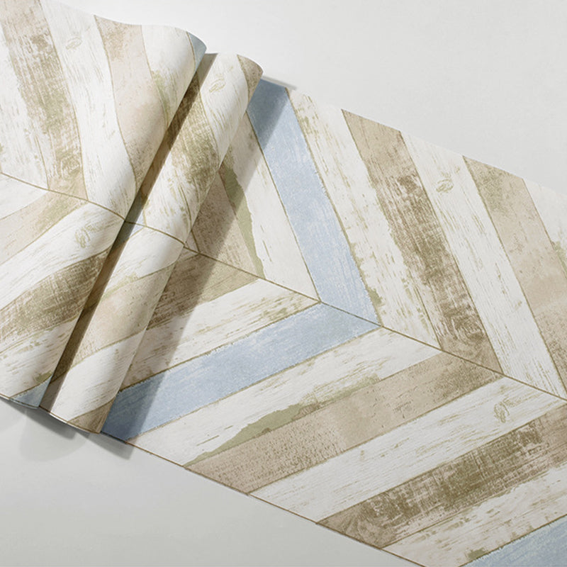 Minimalist Beige Retro Chevron Wood Wallpaper, 31'L x 20.5"W, Non-Pasted Clearhalo 'Country wall decor' 'Rustic' 'Wallpaper' Wall Decor' 1806114
