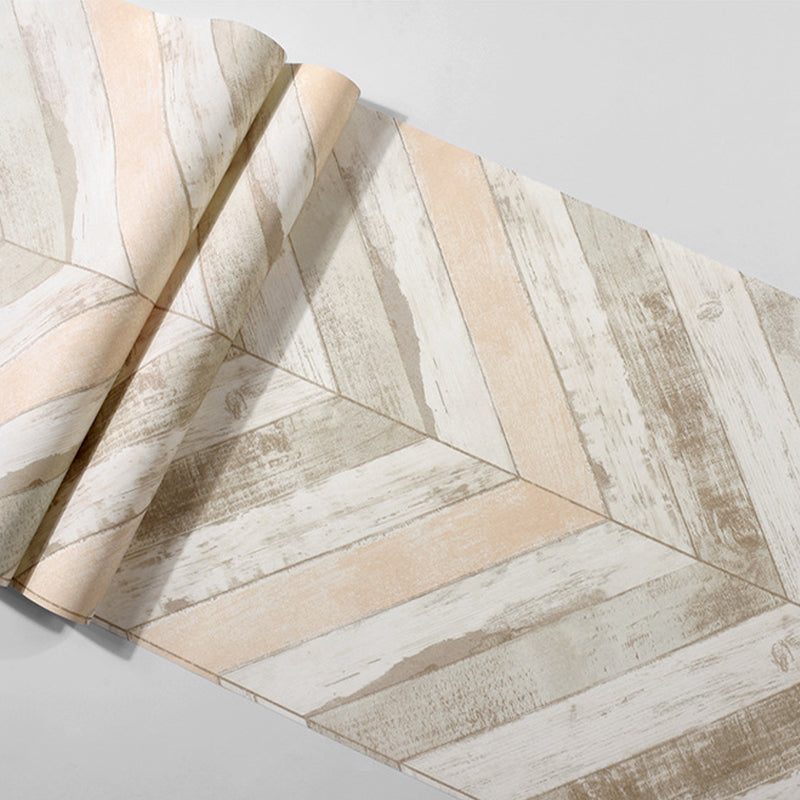 Minimalist Beige Retro Chevron Wood Wallpaper, 31'L x 20.5"W, Non-Pasted Clearhalo 'Country wall decor' 'Rustic' 'Wallpaper' Wall Decor' 1806119