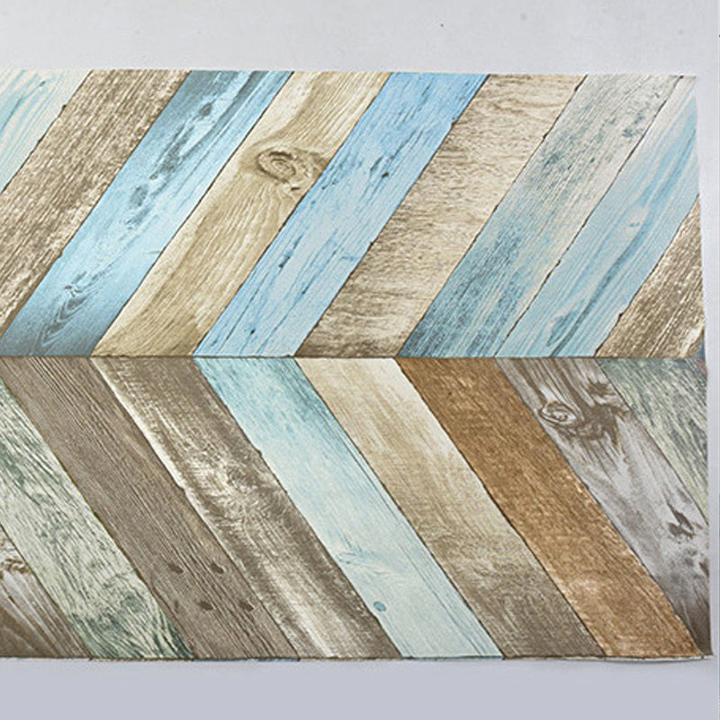 Multi-Colored 3D Wood of Herringbone Design Non-Pasted Waterproof Wallpaper Clearhalo 'Country wall decor' 'Rustic' 'Wallpaper' Wall Decor' 1806128