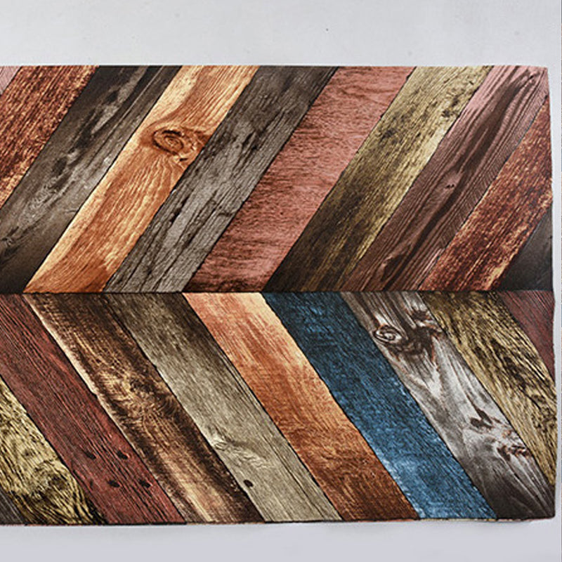 Multi-Colored 3D Wood of Herringbone Design Non-Pasted Waterproof Wallpaper Clearhalo 'Country wall decor' 'Rustic' 'Wallpaper' Wall Decor' 1806130
