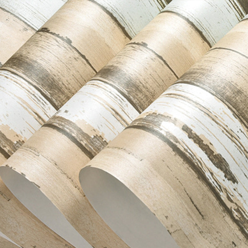 31' x 20.5" Countryside Minimalist Wooden Stripe Non-Pasted Wallpaper in Neutral Color Yellow Clearhalo 'Country wall decor' 'Rustic' 'Wallpaper' Wall Decor' 1806132