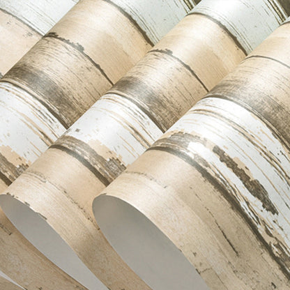 31' x 20.5" Countryside Minimalist Wooden Stripe Non-Pasted Wallpaper in Neutral Color Yellow Clearhalo 'Country wall decor' 'Rustic' 'Wallpaper' Wall Decor' 1806132