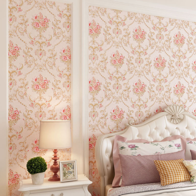 Luxe Countryside Wall Decor 3D Simple Flower Non-Pasted Wallpaper, 31'L x 20.5"W Pink Flower Clearhalo 'Vintage wall decor' 'Vintage' 'Wallpaper' Wall Decor' 1806145