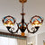 Lodge Bowl-Shaped Chandelier Stained Glass 3 Lights Decorative Inverted Chandelier with Crystal in Multicolor Blue Clearhalo 'Ceiling Lights' 'Chandeliers' 'Industrial' 'Middle Century Chandeliers' 'Pendant Lights' 'Tiffany Chandeliers' 'Tiffany close to ceiling' 'Tiffany' Lighting' 180615