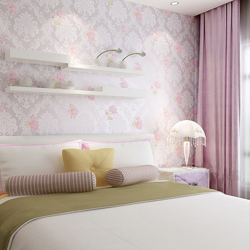 Light Color Romantic Fresh Embossed Flower Design Wallpaper, 33 ft. x 20.5 in, Non-Pasted Clearhalo 'Vintage wall decor' 'Vintage' 'Wallpaper' Wall Decor' 1806202