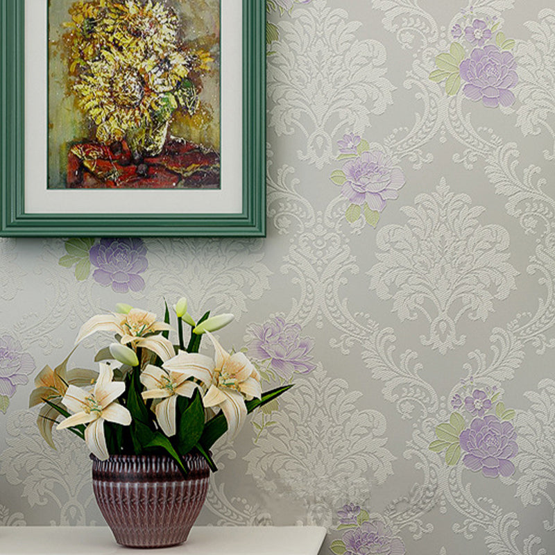 Light Color Romantic Fresh Embossed Flower Design Wallpaper, 33 ft. x 20.5 in, Non-Pasted Clearhalo 'Vintage wall decor' 'Vintage' 'Wallpaper' Wall Decor' 1806207