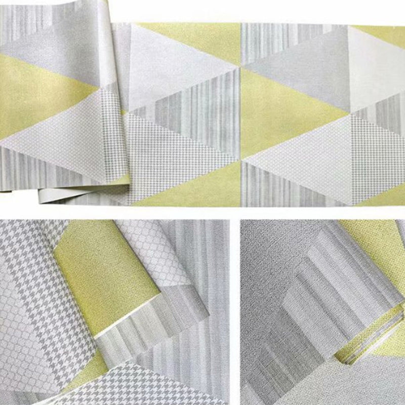 Washable Non-Pasted Grid and Harlequin PVC Wallpaper in Light Color Yellow Clearhalo 'Modern wall decor' 'Modern' 'Wallpaper' Wall Decor' 1806224