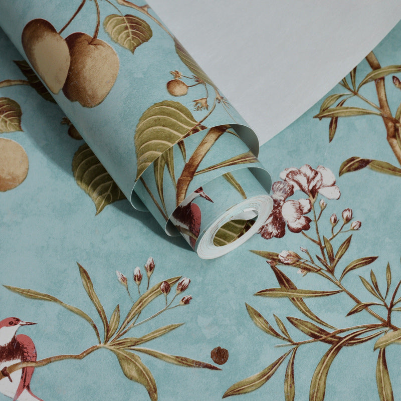 20.5-inch x 33-foot American Country Apple Tree and Fruits Non-Pasted Wallpaper in Pastel Color Clearhalo 'Country wall decor' 'Rustic' 'Vintage wall decor' 'Vintage' 'Wallpaper' Wall Decor' 1806226