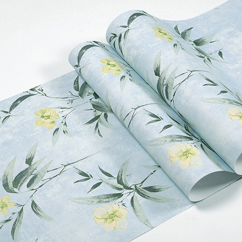 Warm Yellow Non-Woven Decorative Dense Flower Pattern Wallpaper, 20.5"W x 33'L Clearhalo 'Country wall decor' 'Rustic' 'Wallpaper' Wall Decor' 1806250