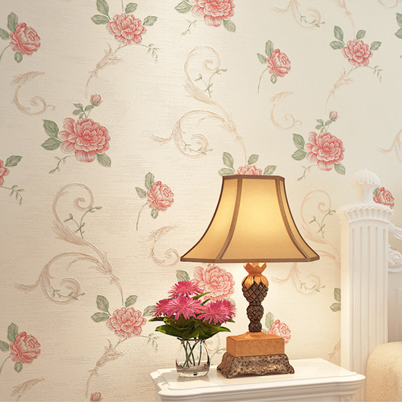 Non-Pasted Wallpaper with Light Color Blossoms and Floral Pattern, 20.5"W x 31'L Beige Clearhalo 'Country wall decor' 'Rustic' 'Wallpaper' Wall Decor' 1806258