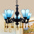 Tiffany Style Cone-Shaped Hanging Light Stained Glass 5 Lights Decorative Crystal Chandelier in Blue Blue Clearhalo 'Ceiling Lights' 'Chandeliers' 'Industrial' 'Middle Century Chandeliers' 'Tiffany Chandeliers' 'Tiffany close to ceiling' 'Tiffany' Lighting' 180627