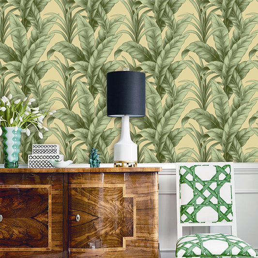 Water-Resistant Non-Pasted Southeastern Banana Leaf PVC Wallpaper in Dark Green Green Clearhalo 'Modern wall decor' 'Modern' 'Tropical wall decor' 'Tropical' 'Wallpaper' Wall Decor' 1806288