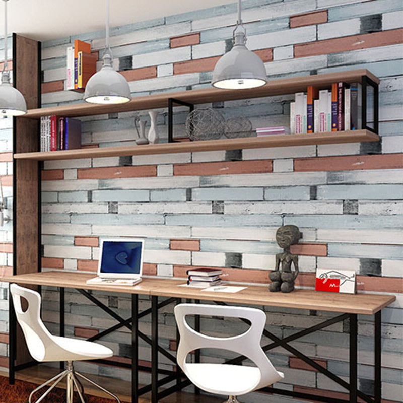 Faux Wood of Horizontal Design Non-Pasted Wallpaper, 33' x 20.5", Multi-Colored Pink-Blue Clearhalo 'Country wall decor' 'Rustic' 'Wallpaper' Wall Decor' 1806304