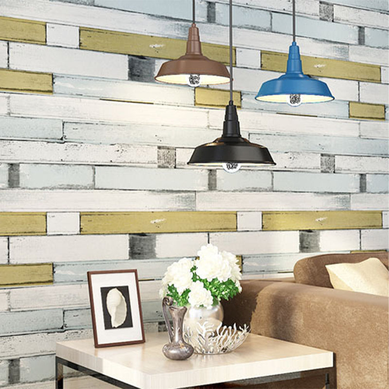 Faux Wood of Horizontal Design Non-Pasted Wallpaper, 33' x 20.5", Multi-Colored Yellow-Blue Clearhalo 'Country wall decor' 'Rustic' 'Wallpaper' Wall Decor' 1806306