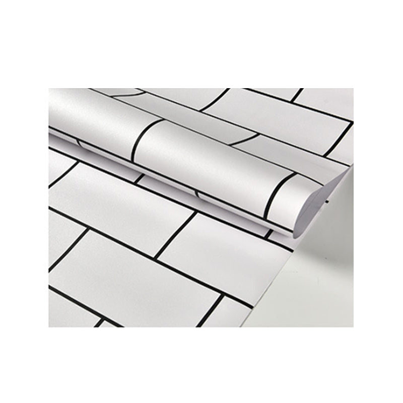 Natural Color 64.6 sq ft. PVC Water-Resistant Grid and Brick Wallpaper Clearhalo 'Modern wall decor' 'Modern' 'Wallpaper' Wall Decor' 1806332