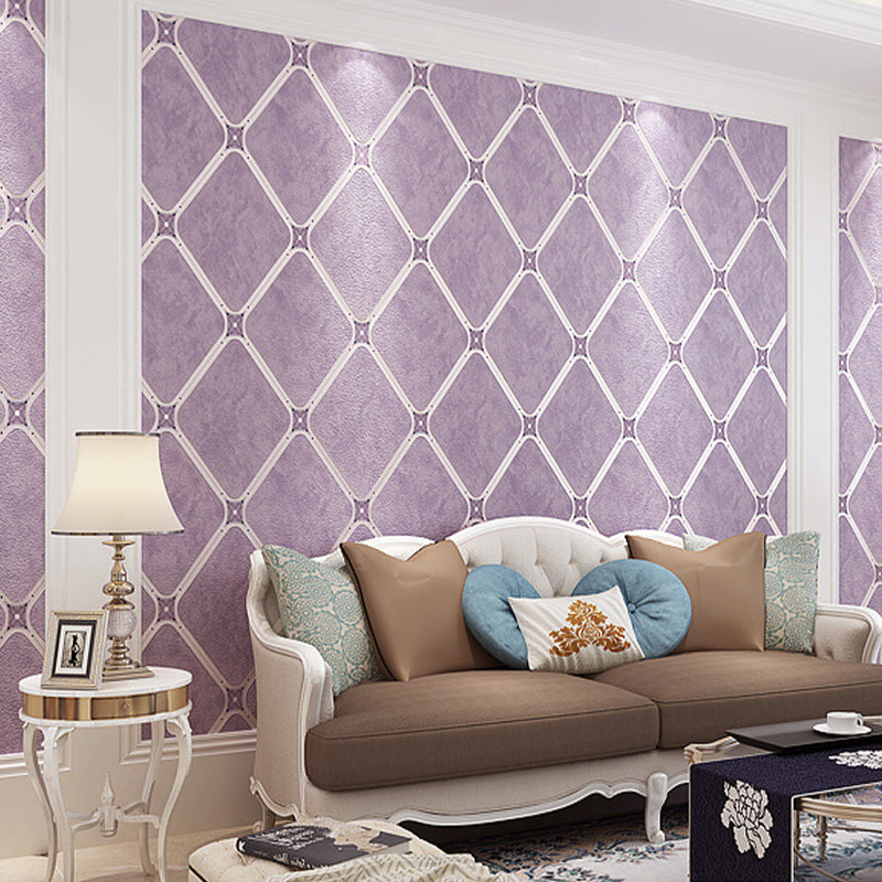 Neutral Color 20.5" x 33' Flock Stain-Resistant Harlequin Flock Wallpaper Purple Clearhalo 'Modern wall decor' 'Modern' 'Wallpaper' Wall Decor' 1806345