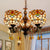 Victorian Bowl-Shaped Chandelier Light Stained Glass 5 Lights Decorative Chandelier with Crystal in Beige Beige Clearhalo 'Ceiling Lights' 'Chandeliers' 'Industrial' 'Middle Century Chandeliers' 'Tiffany Chandeliers' 'Tiffany close to ceiling' 'Tiffany' Lighting' 180635
