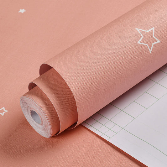 Pastel Pink Ordinary Star Self-Adhesive Wallpaper for Girls' Bedroom, 33-foot x 20.5-inch