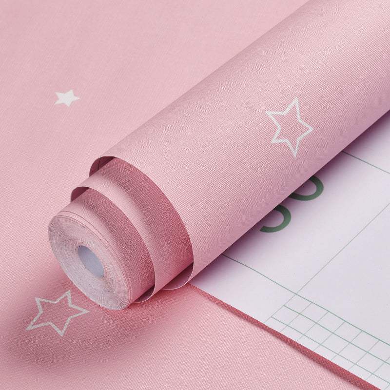 Pastel Pink Ordinary Star Self-Adhesive Wallpaper for Girls' Bedroom, 33-foot x 20.5-inch Clearhalo 'Wall Decor' 'Wallpaper' 1806437