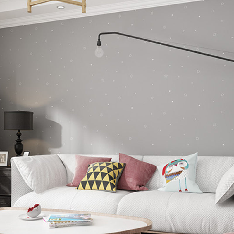 Plain Color Simple Star 33'L x 20.5"W Self-Adhesive Decorative Wallpaper for Children Light Gray Clearhalo 'Wall Decor' 'Wallpaper' 1806441
