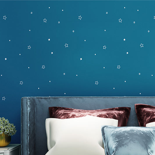 23.5"W x 33'L Contemporary Minimalist Star Design Self-Adhesive Wallpaper in Blue for Kids' Room Lake Blue Clearhalo 'Wall Decor' 'Wallpaper' 1806443