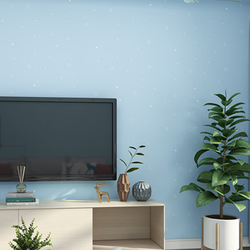 23.5"W x 33'L Contemporary Minimalist Star Design Self-Adhesive Wallpaper in Blue for Kids' Room Blue Clearhalo 'Wall Decor' 'Wallpaper' 1806446
