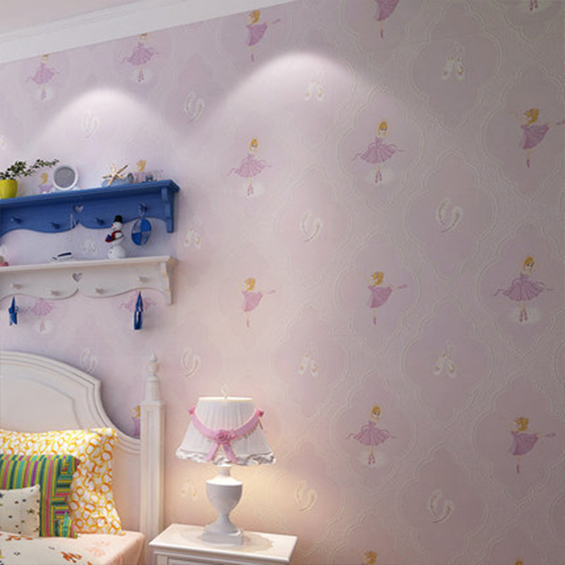 Non-Woven Fabric Waterproof Wallpaper with Pastel Color Fairy and Feather, 57.1 sq ft. Purple Clearhalo 'Wall Decor' 'Wallpaper' 1806453