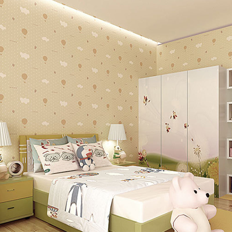 20.5"W x 33'L Romantic Minimalist Cartoon Balloon Non-Pasted Wallpaper for Girls Yellow Clearhalo 'Wall Decor' 'Wallpaper' 1806493