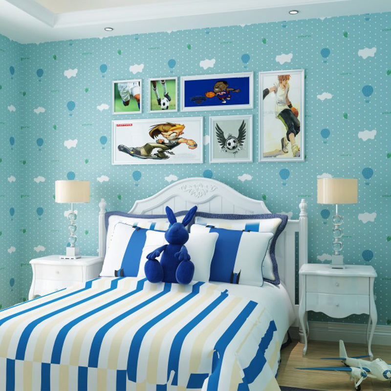 20.5"W x 33'L Romantic Minimalist Cartoon Balloon Non-Pasted Wallpaper for Girls Sky Blue Clearhalo 'Wall Decor' 'Wallpaper' 1806500