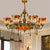 Multicolored Inverted Chandelier Vintage Stained Glass 9 Lights Decorative Hanging Light with Sunflower Pattern White Clearhalo 'Ceiling Lights' 'Chandeliers' 'Close To Ceiling Lights' 'Industrial' 'Middle Century Chandeliers' 'Tiffany Chandeliers' 'Tiffany close to ceiling' 'Tiffany' Lighting' 180650