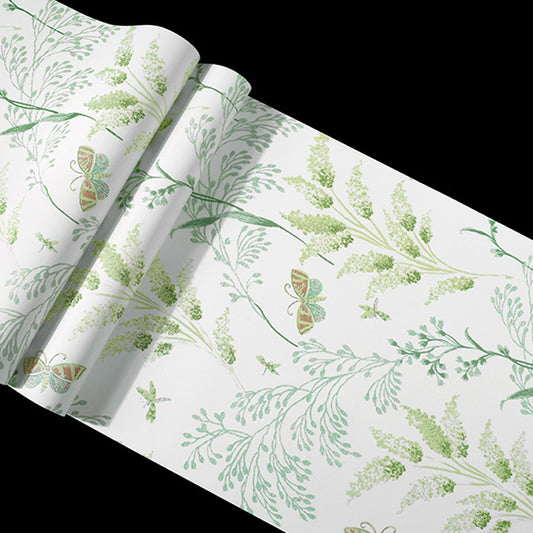 Guest Room Wallpaper with Light Green Dense Flower Patter and Branch, 33'L x 20.5"W, Non-Pasted Clearhalo 'Modern wall decor' 'Modern' 'Wallpaper' Wall Decor' 1806530