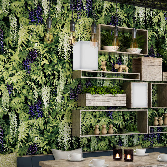 Non-Pasted 20.5-inch x 33-foot Fresh 3D Creeper and Boston Ivy Wallpaper for Restaurant and Dessert Shop Light Green Clearhalo 'Modern wall decor' 'Modern' 'Wallpaper' Wall Decor' 1806535