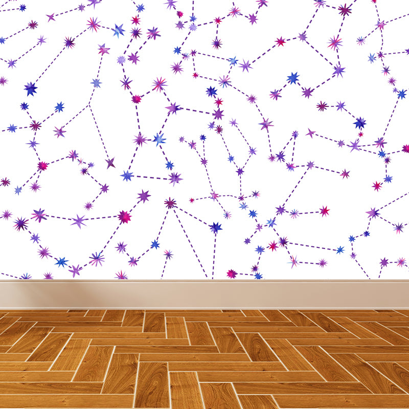 Huge Outer Space Wallpaper Mural Cartoon Creative Universe Wall Covering in Bright Color White Clearhalo 'Wall Decor' 'Wall Mural' 1806608