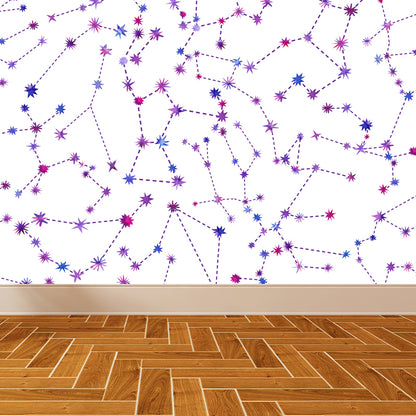 Huge Outer Space Wallpaper Mural Cartoon Creative Universe Wall Covering in Bright Color White Clearhalo 'Wall Decor' 'Wall Mural' 1806608