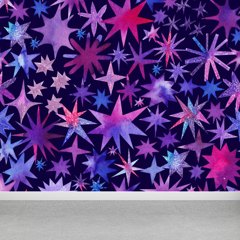 Bright Color Cosmos Wall Mural Stain-Proofing Contemporary Kids Bedroom Wall Decor Grape Clearhalo 'Wall Decor' 'Wall Mural' 1806613