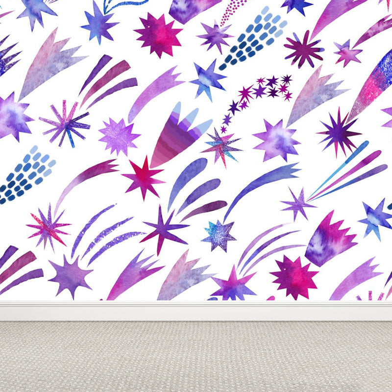 Bright Color Cosmos Wall Mural Stain-Proofing Contemporary Kids Bedroom Wall Decor White Clearhalo 'Wall Decor' 'Wall Mural' 1806618